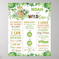 Jungle Safari 1st Birthday Milestone Birth Stats