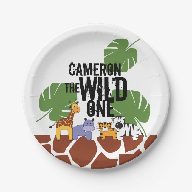 Jungle Safari 1st Birthday Party Paper Plate (Front)