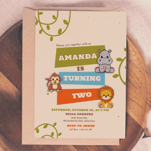 Jungle Safari 2nd Birthday Invitation
