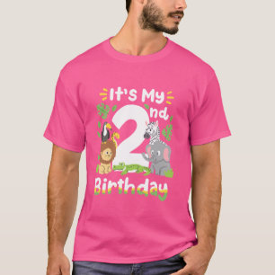 Jungle Safari 2nd Birthday Zoo Animal Two Years Ol T-Shirt