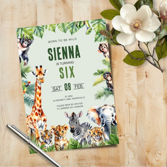 Jungle Safari 6th Birthday Invitation (Creator Uploaded)