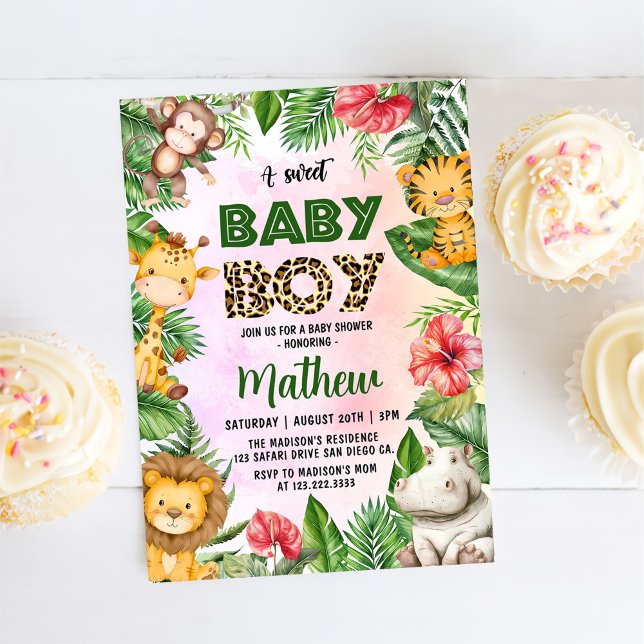 Jungle Safari A Sweet Baby Boy Baby Shower Invitation (Creator Uploaded)