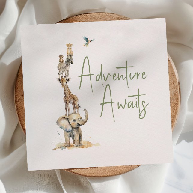 Jungle Safari Adventure Awaits Baby Shower Napkin (Creator Uploaded)