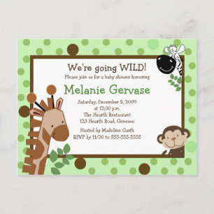 JUNGLE SAFARI ADVENTURE Green Baby Shower Invite