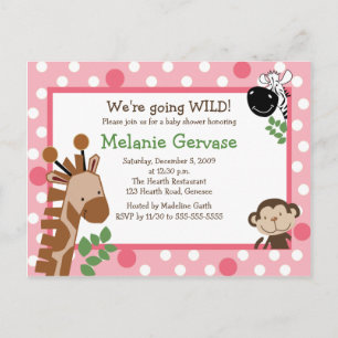 JUNGLE SAFARI ADVENTURE PINK Baby Shower Invite