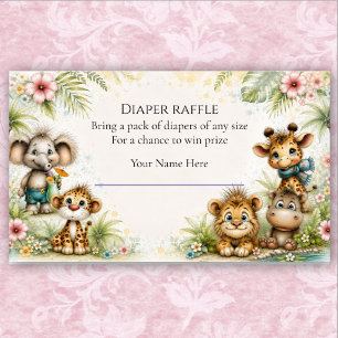 Jungle Safari Aimal Baby Shower Enclosure Card