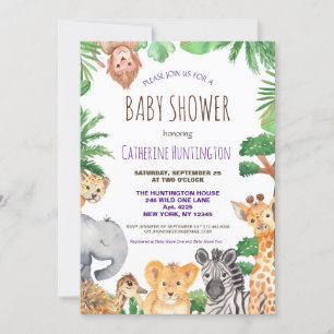 Jungle Safari Animal Baby Shower Books for Baby Invitation