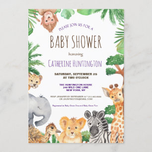 Jungle Safari Animal Baby Shower Books for Baby Invitation