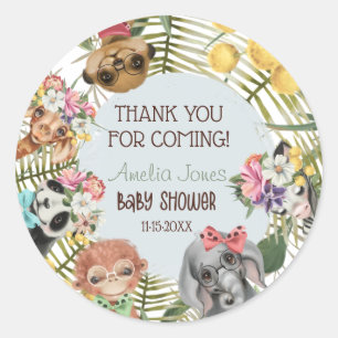 Jungle Safari Animal Baby Shower Classic Round Sticker