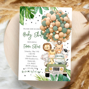 Jungle Safari Animal Baby Shower Invitation