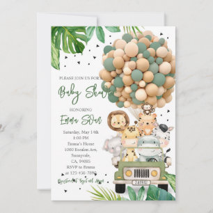 Jungle Safari Animal Baby Shower Invitation