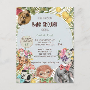 Jungle Safari Animal Baby Shower Invitation Postcard