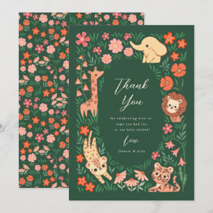 Jungle Safari Animal Baby Shower Thank You Card