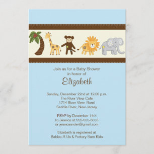 Jungle Safari Animal Boy Baby Shower Invitation
