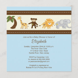 Jungle Safari Animal Boy Baby Shower Invitation