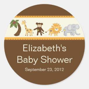 Jungle Safari Animal Neutral Baby Shower Classic Round Sticker