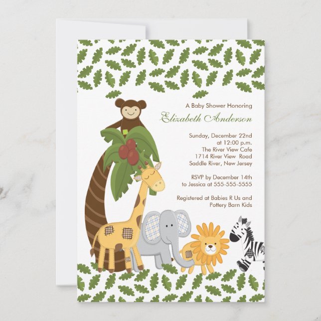 Jungle Safari Animal Neutral Baby Shower Invitation (Front)