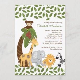 Jungle Safari Animal Neutral Baby Shower Invitation
