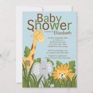 Jungle Safari Animal Neutral Baby Shower Invitation