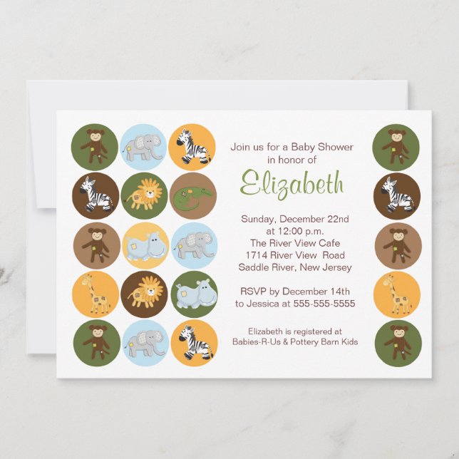 Jungle Safari Animal Neutral Baby Shower Invitation (Front)