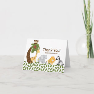 Jungle Safari Animal Neutral Baby Shower Thank You Card