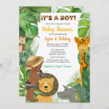 Jungle Safari Animals Baby Boy Shower