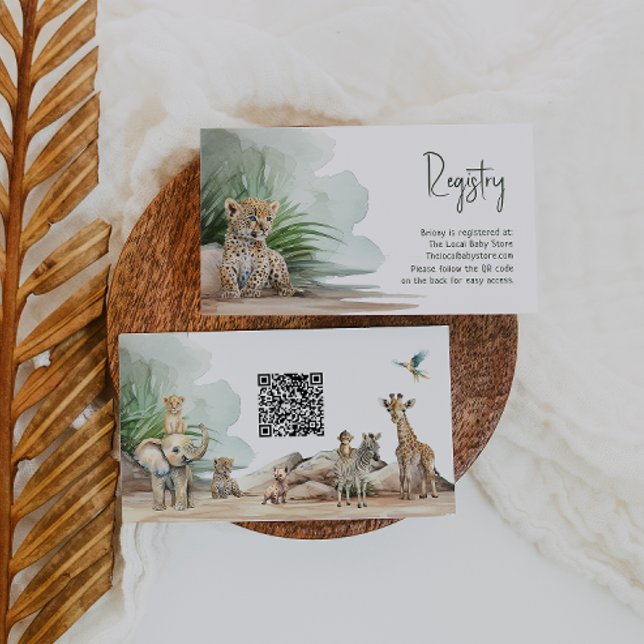 Jungle Safari Animals Baby Registry QR Code Enclosure Card (Creator Uploaded)