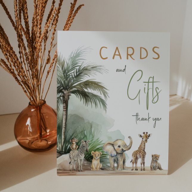 Jungle Safari Animals Baby Shower Cards and Gifts Pedestal Sign (Creator Uploaded)