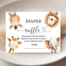 Jungle Safari Animals Baby Shower Diaper Raffle