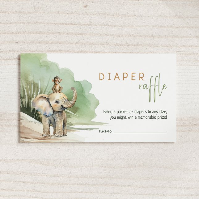 Jungle Safari Animals Baby Shower Diaper Raffle Enclosure Card (Creator Uploaded)