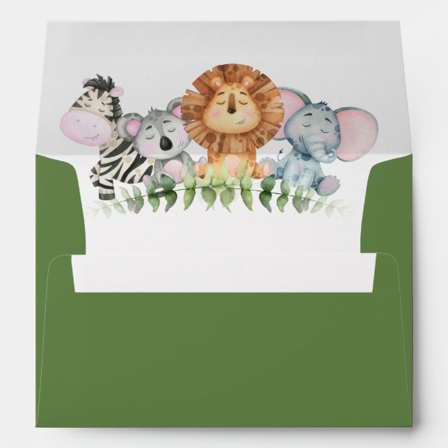 Jungle safari animals baby shower envelope (Back (Bottom))