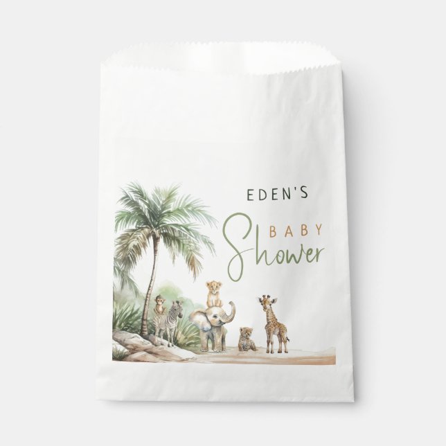 Jungle Safari Animals Baby Shower Favour Bags (Front)