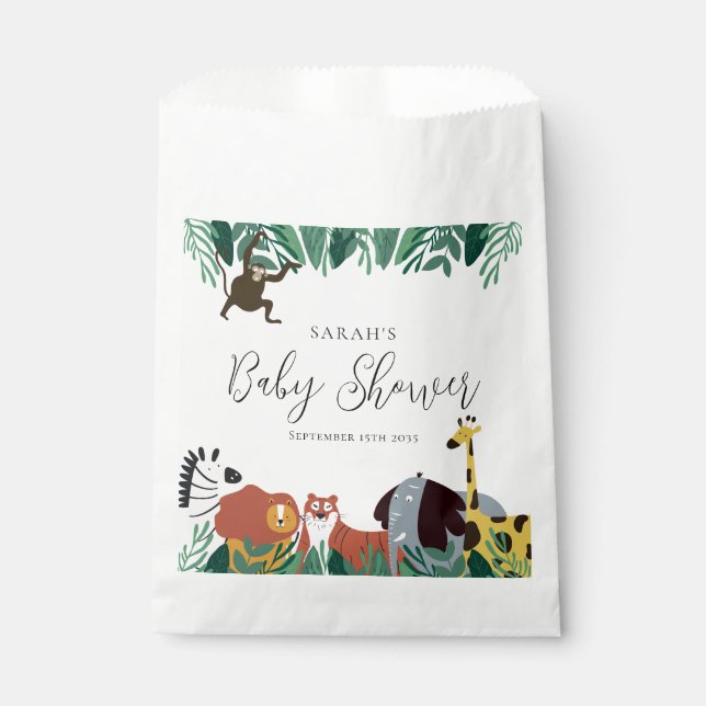 Jungle Safari Animals Baby Shower Favour Bags (Front)