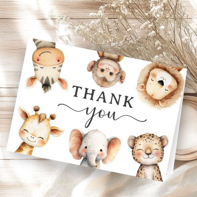 Jungle Safari Animals Baby Shower Folded Thank You Card (Creator Uploaded)