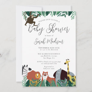 Jungle Safari Animals Baby Shower Invitation