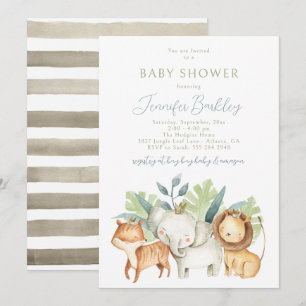 Jungle Safari Animals Baby Shower Invitation