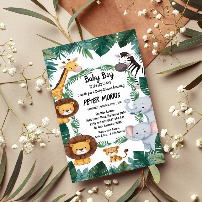 Jungle Safari Animals Baby Shower Invitation (Creator Uploaded)