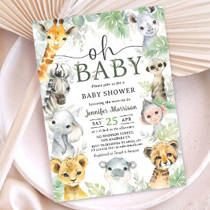 Jungle Safari Animals Baby Shower Oh Baby Invitation