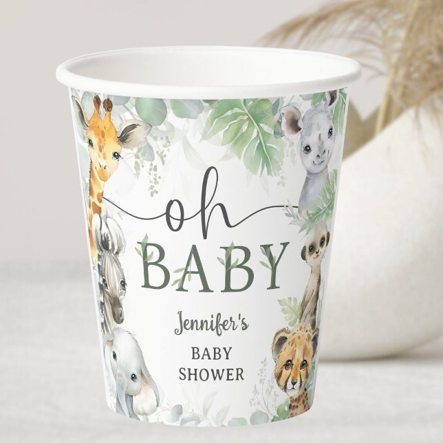 Jungle Safari Animals Baby Shower Oh Baby Paper Cups (Creator Uploaded)