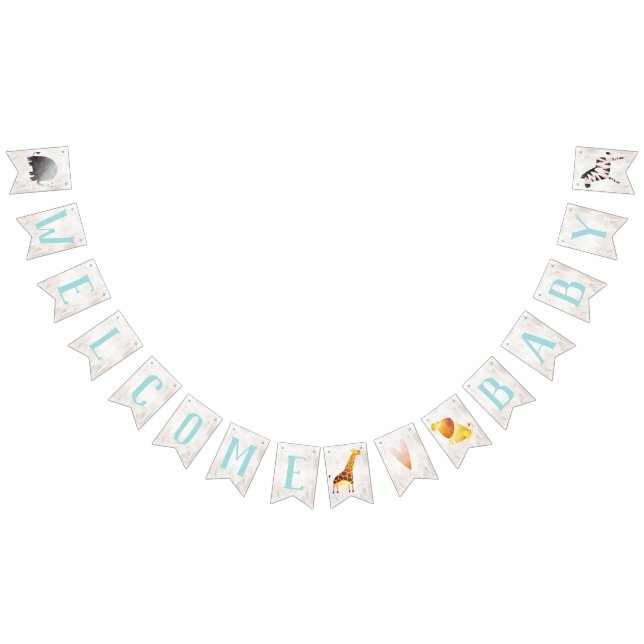 Jungle Safari Animals Baby Shower Pennant Banner (All)