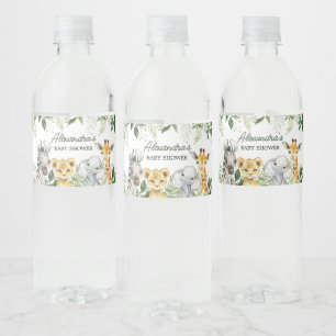 Jungle Safari Animals Baby Shower  Water Bottle Label