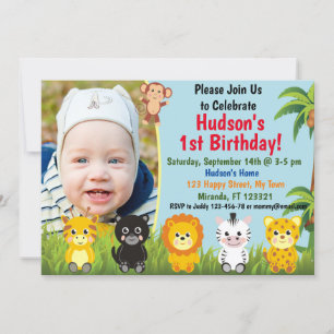 Jungle Safari Animals Birthday invitation