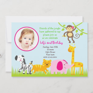 Jungle Safari Animals Birthday Invitations