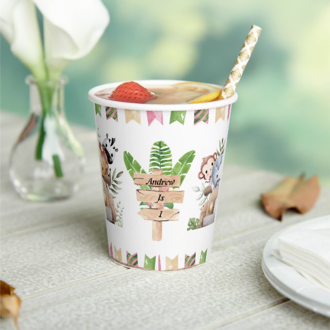 Jungle Safari Animals Birthday Party Paper Cup (Insitu)