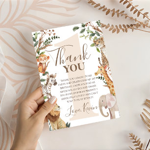 Jungle Safari Animals Birthday Thank You Card