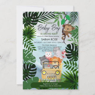 Jungle Safari Animals Boy Baby Shower invitation