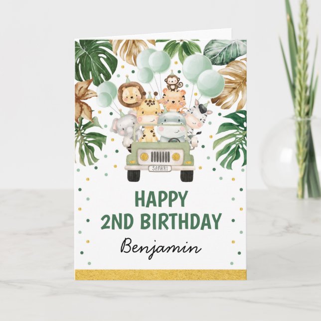 Jungle Safari Animals Boy Happy Birthday Invitation (Front)