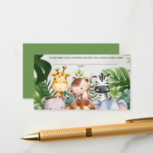  Jungle Safari Animals Boys Cute Diaper Raffle Enclosure Card