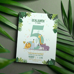 Jungle Safari Animals Budget Birthday Invitation