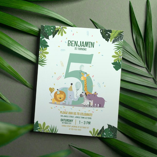 Jungle Safari Animals Budget Birthday Invitation (Creator Uploaded)